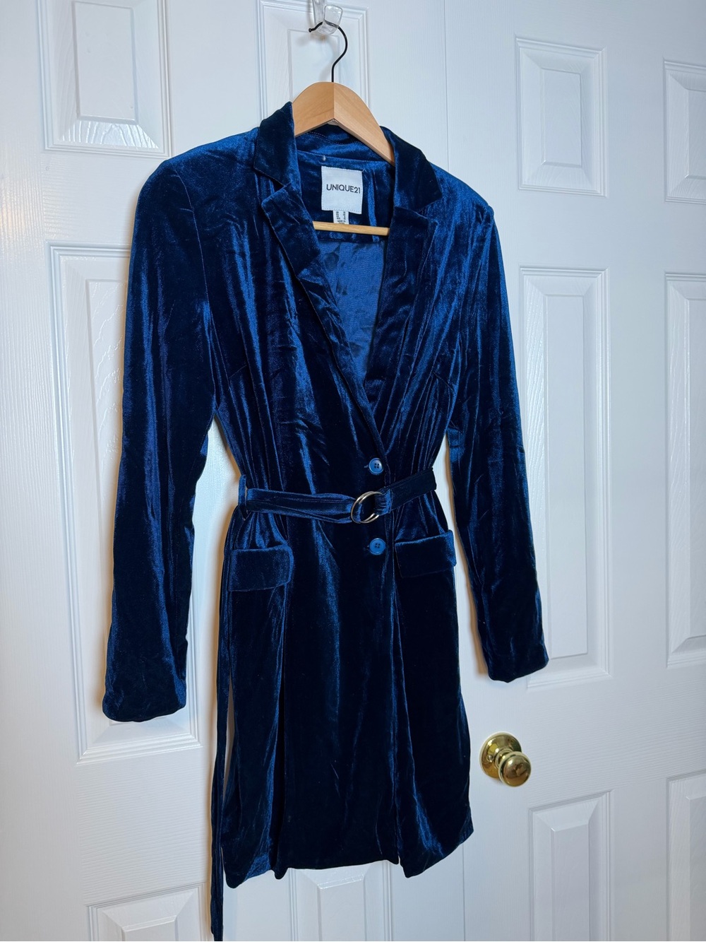 ASOS Deep Blue Velvet Belted Robe